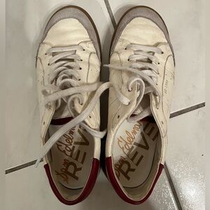 Sam Edelman White and Red Leather Sneakers Size 6